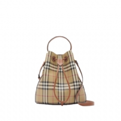 Burberry Women Small Check Bucket Bag Archive beige/briar brown 81004901