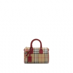 Burberry Women Mini Check Bowling Bag Archive beige/ruby red 81162801
