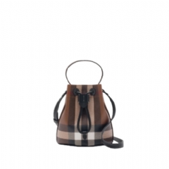 Burberry Women Mini Check Bucket Bag Dark birch brown 81122381
