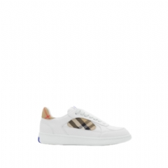Burberry Women Leather and Check Terrace Sneakers White/sand 81086541