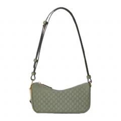 Gucci Women Gucci Half Horsebit mini bag sage green GG suede 860784 AAEE7 3403