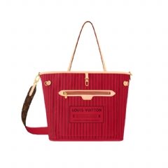 Louis Vuitton Women Neverfull Bandoulière Inside Out MM Monogram/Rouge Sari M12096
