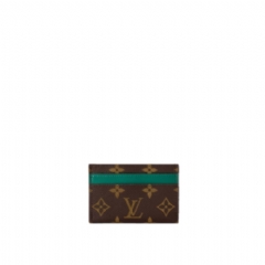 Louis Vuitton Men Double Card Holder Monogram Macassar Canvas Borneo Green M12839