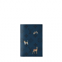 Louis Vuitton Men Passport Cover Monogram Heritage Navy M27052