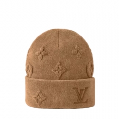 Louis Vuitton Men LV Crush Monogram Beanie Camel M96252