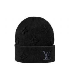 Louis Vuitton Men LV Crush Monogram Beanie Black M96194