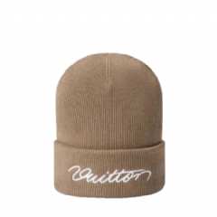 Louis Vuitton Men Signature Beanie Beige M5326A