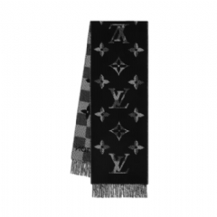 Louis Vuitton Men Monogram Check Scarf Black M96951