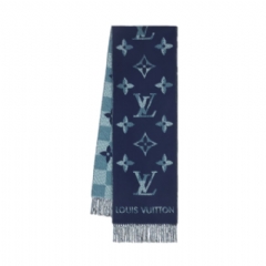 Louis Vuitton Men Monogram Check Scarf Navy M97446