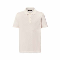 Louis Vuitton Men Damier Signature Polo Shirt Milky White 1AGIL8