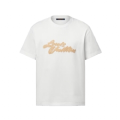 Louis Vuitton Men Embroidered Signature T-Shirt Milky White 1AHW84