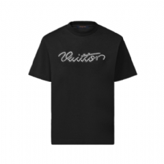 Louis Vuitton Men Embellished Signature Short-Sleeved T-Shirt 1AJCFH