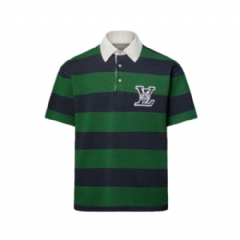 Louis Vuitton Men Striped Short-Sleeved Polo Shirt 1AIKIL