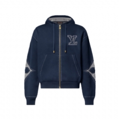 Louis Vuitton Men Graphic Intarsia Zipped Cotton Hoodie 1AIWER