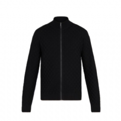 Louis Vuitton Men Damier Signature Zip-Through Cardigan Black 1A7XDA