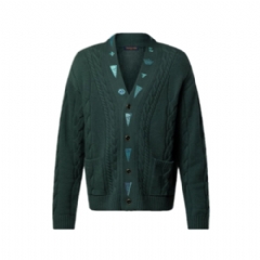 Louis Vuitton Men Embroidered Cable Knit Cardigan 1AIJYZ