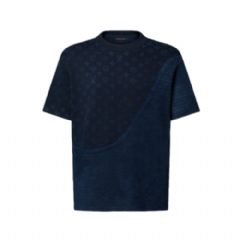 Louis Vuitton Men Graphic Jacquard Short-Sleeved Crewneck Blue 1AJDX3