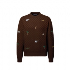 Louis Vuitton Men LV x The The Darjeeling Limited Embroidered Long-Sleeved Crewneck 1AJTYH