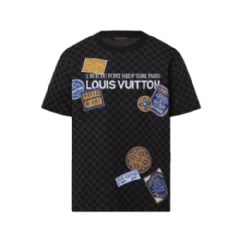 Louis Vuitton Men Damier Short-Sleeved Signature Crewneck 1AHVMR
