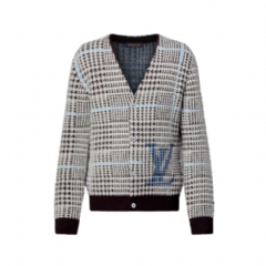 Louis Vuitton Men Textured Plaid Cardigan 1AJBSP