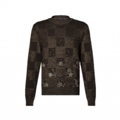 Louis Vuitton Men Damier Embroidered Long-Sleeved Crewneck 1AIMDD