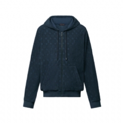 Louis Vuitton Men Monogram French Terry Zip-Through Hoodie Dark Navy 1AHUWY