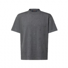 Louis Vuitton Men LV Blason Embroidered Short-Sleeved Crewneck Gray Mélangé 1AJDXJ