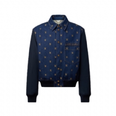 Louis Vuitton Men Upcycled Denim Varsity Jacket 1AIN60