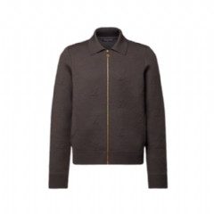 Louis Vuitton Men LV Blason Embossed Zipped Blouson Seal Brown 1AJDXB