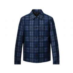 Louis Vuitton Men Monogram Tartan Denim Overshirt 1AIK91
