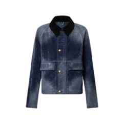 Louis Vuitton Men Flocked Denim Jacket With Monogram Details 1AJBAD