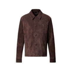 Louis Vuitton Men Monogram Embroidered Suede Overshirt 1AIJYF