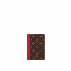 Louis Vuitton Women Passport Cover Monogram Macassar Canvas Sari Red M12824