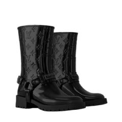 Louis Vuitton Women Drops Flat Half Rain Boot Black 1AHNHD