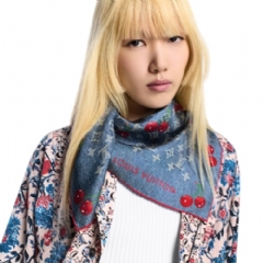 Louis Vuitton Women LV x TM Denim Cerise Square 90 M96389