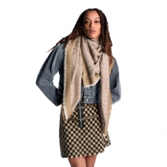 Louis Vuitton Women Monogram Denim Shawl Beige Rose M76068