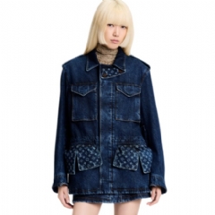 Louis Vuitton Women Monogram Accent Raw Denim Safari Jacket 1AJGEY