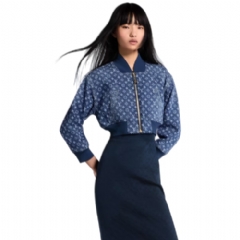 Louis Vuitton Women Cropped Monogram Denim Bomber Jacket 1AI176