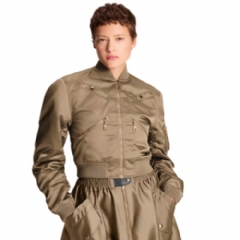 Louis Vuitton Women Cropped Ruched-Sleeve Bomber Jacket 1AJEUD