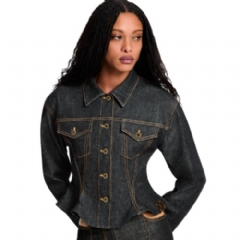 Louis Vuitton Women Fluted Denim Jacket 1AJGRN