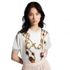Louis Vuitton Women Trompe l'Oeil Necklace Print Knit Top 1AIA28