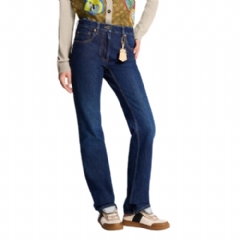 Louis Vuitton Women Straight-Cut Washed Denim Jeans 1AHYKK