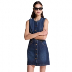 Louis Vuitton Women Button Front Washed Denim Dress 1AHYKC