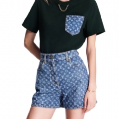 Louis Vuitton Women Monogram Denim Shorts 1AHEO8