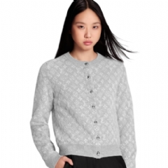Louis Vuitton Women Monogram Brushed Knit Cardigan Heather Grey 1AJFS2