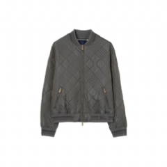 Burberry Men Micro Check-stitch Rakewood Bomber Jacket Stonewashed grey 81192001