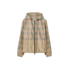 Burberry Men Gradient Check Hooded Jacket Sand beige 81188311