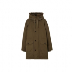 Burberry Men Shearling Trim Gabardine Parka Juniper green 81137111