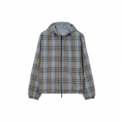Burberry Men Reversible Check Hooded Jacket Wave blue 81229591