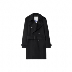 Burberry Men Mid-length Cashmere Trench Coat Black 81131711